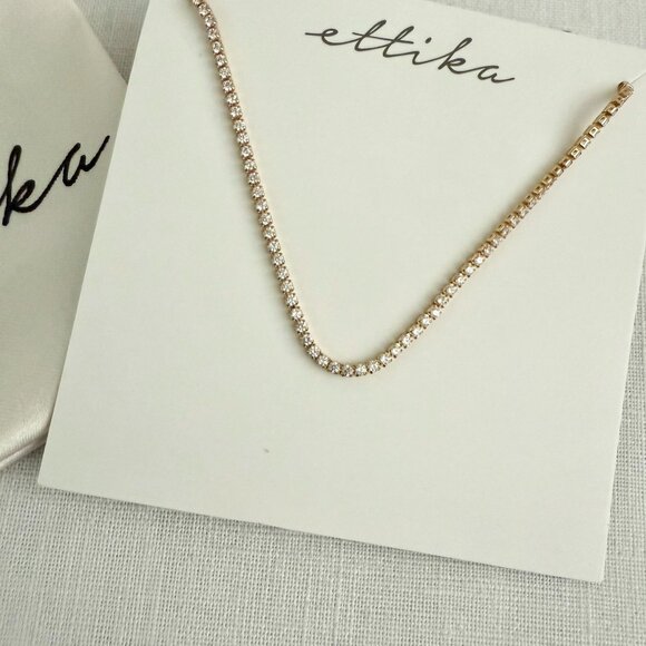Ettika Adjustable Box Chain Choker Necklace Gold Tone 18k Plated Brass - Picture 4 of 7